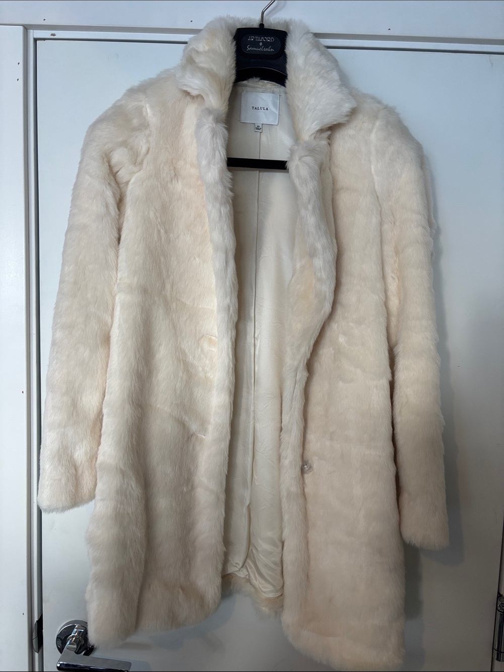Talula Soft Cream Faux-Fur Open Front Coat